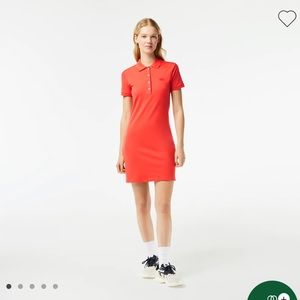 Women's Short Sleeve Cotton Piqué Polo Dress size 40 in Deep Coral Pink